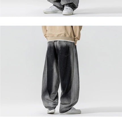 Jeans Pantaloni casual stile americano da uomo Pantaloni lanterna da uomo larghi alla moda Streetwear Pantaloni hip-hop da uomo in denim oversize a gamba larga
