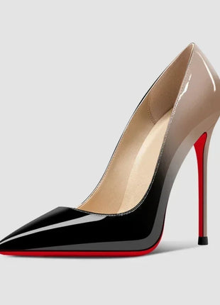 2025New sfumatura fondo rosso tacchi grandi modello leopardo sexy scarpe da donna professionali a punta scarpe singole da laurea nere platinumshop