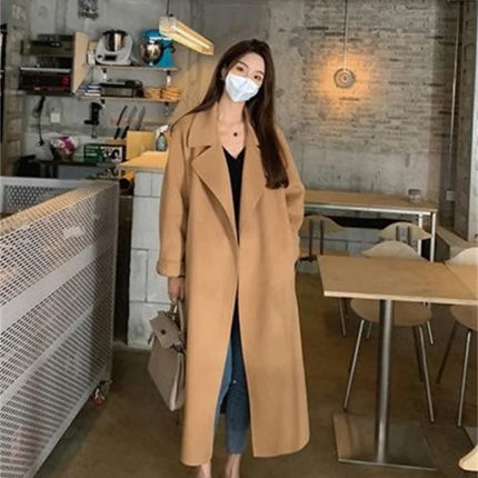 Double-sided Cashmere Big Collar Women's Coat 100% Pure Wool Reversible Woolen Coat High-End Fashion Loose Women's Wear 2026