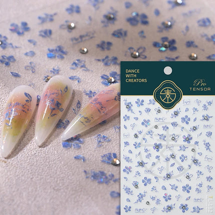 5D Kawaii Lily Nail Art Stickers 1pcs Japanese Pink White Flower With Diamond Self Adhesive Nail Decorations Slider Decals DIY