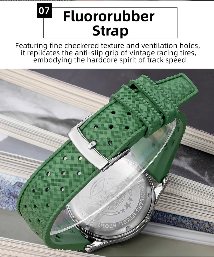 ADDIESDIVE 38mm New Men's Watch 0S21 Movement BGW9 Luminous 10Bar Water Resistant Fluorocarbon Rubber Chronograph Quartz Watch