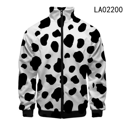Black White Cow Pattern Hoodie Hooded Sweatshirt Hoodie Cosplay Costume New Fleece Harajuku Jacket and Coat Men Women Clothing