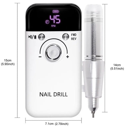 LIMEGIRL 45000RPM Electric Nail Drill Polisher Rechargeable Portable Electric Nail File Machine Kit for Home Acrylic Gel Nails Polishing