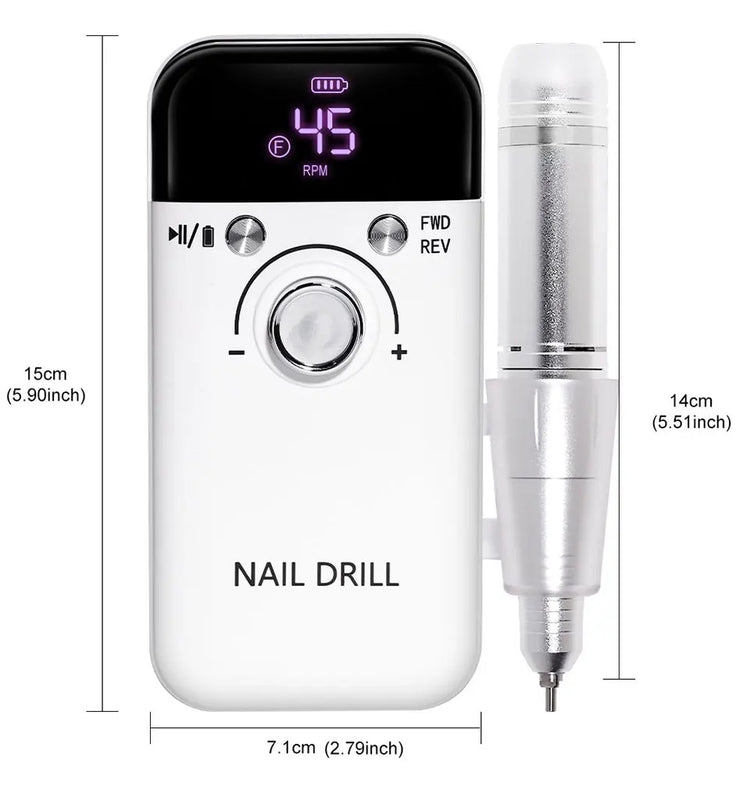 LIMEGIRL 45000RPM Electric Nail Drill Polisher Rechargeable Portable Electric Nail File Machine Kit for Home Acrylic Gel Nails Polishing
