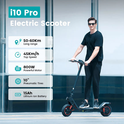 IScooter i10Pro Scooter elettrico da 10 pollici 800W 15Ah Scooter 45 km/h monopattino elettrico 60KM gamma potenti Scooter con APP