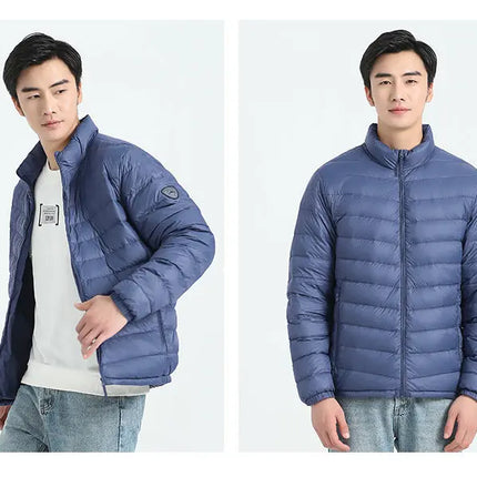 90 White Duck Down Men's Light and Warm Down Jacket with a Stand-Up Collar, Fashionable and Versatile Autumn and Winter Coat