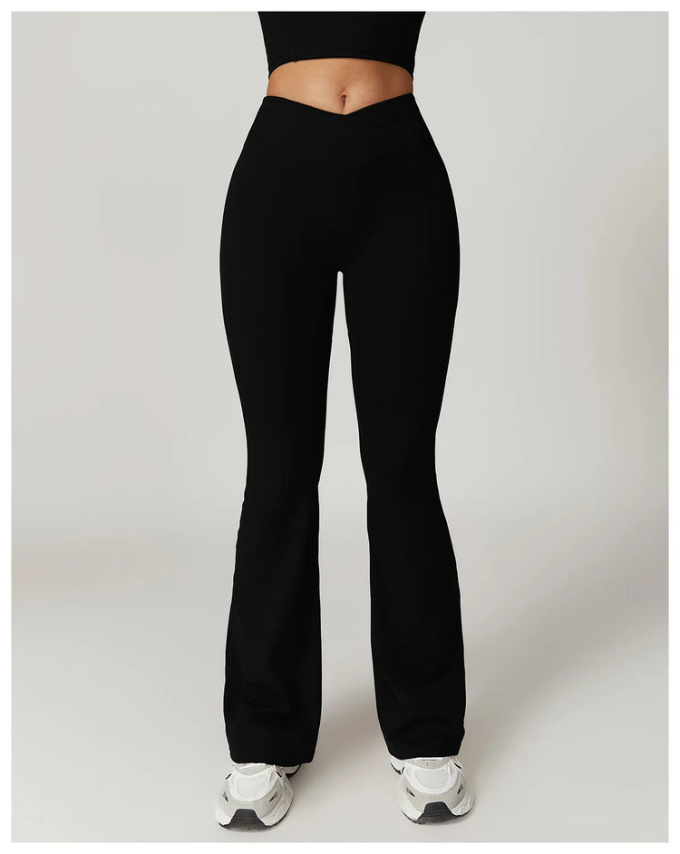 Flare Leggings Yoga Pants Women Bell-bottoms Yoga Tights High Waist Fitness Pants Stretch Gym Workout Sports Push Up Leggings PlatiNum