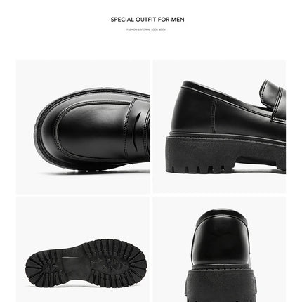Mocassini STRONGSHEN scarpe da uomo in pelle con suola spessa scarpe da lavoro formali nere in stile britannico scarpe Casual Slip-On di lusso di moda