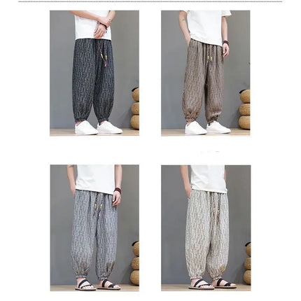 Pantaloni a Gamba Larga Stile Cinese in Corduroy, Pantaloni Lantern da Uomo, Comodi e Traspiranti per Autunno e Inverno, Jogger Casual