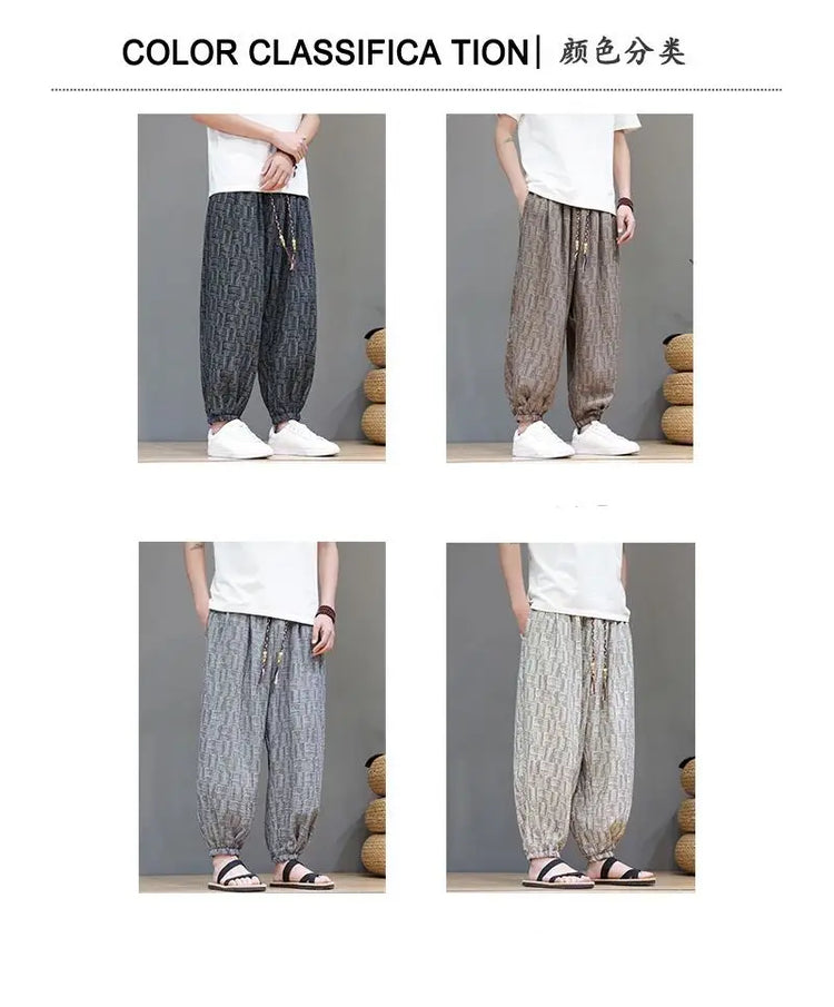 Pantaloni a Gamba Larga Stile Cinese in Corduroy, Pantaloni Lantern da Uomo, Comodi e Traspiranti per Autunno e Inverno, Jogger Casual