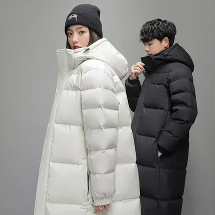 New Winter Men Long Puffer Jackets Hooded Duck Down Coats Unisex Casual Down Jackets Couples Outdoor Windproof Warm Jackets 3XL