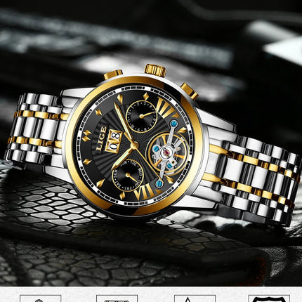 Orologi da Polso Meccanici Automatici LIGE 2026 per Uomo, Marca di Lusso, Orologio da Uomo con Tourbillon, Moda Business, Impermeabile platinumshop