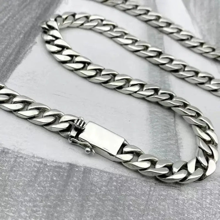 100% S925 Collana in argento sterling Bracciale Punk S925 Gioielli in argento Non sbiadisce mai Carry certificato Uomo Donna Gioielli Regali platinumshop