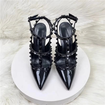 Nuovi sandali con tacco alto con borchie sottili, scarpe da donna sexy, scarpe Liuding, scarpe da donna finte e tacchi alti