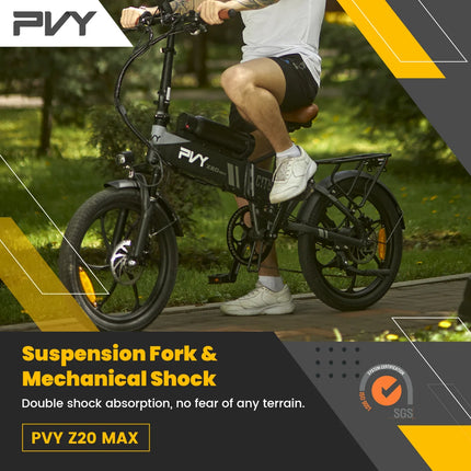 Bicicletta Elettrica Pieghevole PVY Z20 MAX con Sensore di Coppia, Doppia Batteria per Pendolarismo Urbano, E-bike a Pedalata Assistita con Autonomia di 25.6Ah