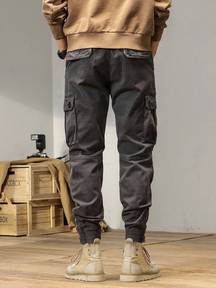 2023 New Multi-Pockets Spring Summer Cargo Pants Men Streetwear Zipper Leg Skinny Work Joggers Cotton Casual Tactical Trousers