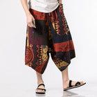 Men's Oversized Harajuku Loose Printed Summer Shorts, Breathable, Casual, Calf-Length, New Cotton Linen Lantern Style Trousers