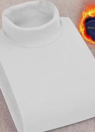 Double-Sided Fleece Long Sleeve T-Shirt Men's Autumn Winter Half High Collar Base Layer Heavyweight Warm Top Base Layer Shirt PlatiNum
