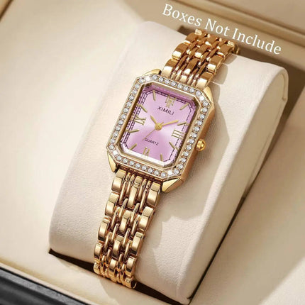 Orologi da donna rettangolari alla moda Orologio da donna al quarzo con strass Orologio da polso con cinturino Reloj Mujer (senza scatola) platinumshop
