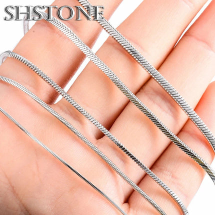 SHSTONE 1mm/2mm/3mm Women Snake Chain Men 925 Sterling Silver 40-75cm Necklaces Fashion Choker Jewelry Classics Neck Necklace PlatiNum