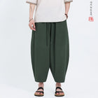 Men's Cotton Linen Harem Pants, Casual, Breathable, Comfortable, Summer, Calf Length, Plus Size up to 5XL