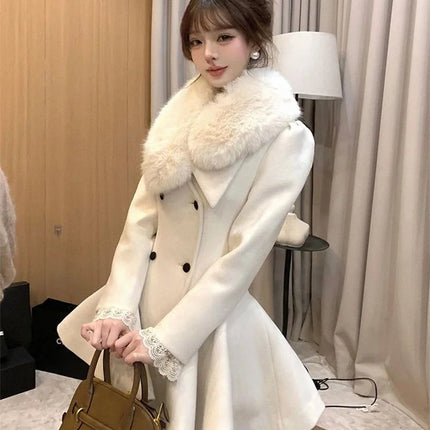 Hepburn Preface Pinch Waist and Clip Cotton Wool Coat 2025 Winter New Item Rich Heiress Thick Woolen Coat Coat Commuting Jacket