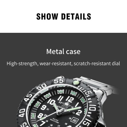 ADDIESDIVE 44mm Men's  Wrist Watch 50m Water Resistant Large Luminous Dial Date Display Stainless Steel Men's Quartz Watch