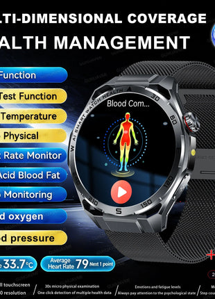 Nuovo Smartwatch 2026 con Analisi del Grasso Corporeo ECG+PPG, Acido Urico, Pressione Sanguigna, Ossigeno nel Sangue, Chiamate Bluetooth, Orologio Sportivo Intelligente per Uomini e Donne platinumshop