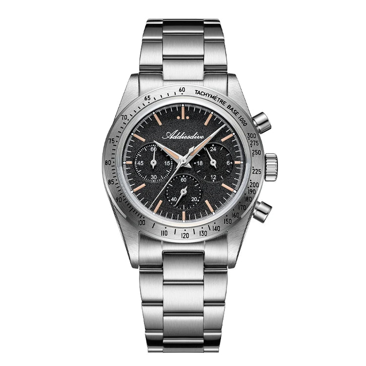 ADDIESDIVE Chronograph Watch For Men 10Bar Waterproof 316L Stainless Steel 0S20 C3 Vintage Luminous Luxury  Quartz Watch AD2552