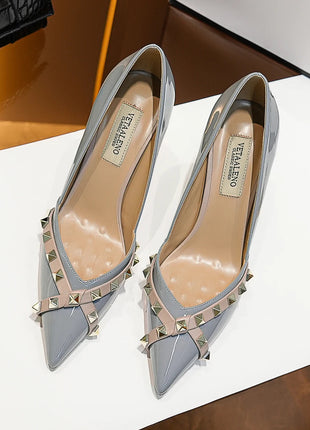 【Misurati la lunghezza dei piedi prima di ordinare】Scarpe da donna con tacco a spillo sottile e punta a punta con rivetti, scarpe eleganti da festa 120-CHC-33 platinumshop