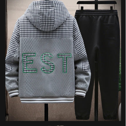 Winter Men's Sets Tracksuit Men Wool Hooded Sweatshirt Thicken Warm Sportswear Male Casual Suit Two Piece Sets