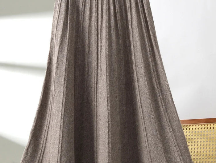 TLOML New Women's 100% Merino Wool Knitwear Wool Skirt Autumn Winter Long Pleated Skirt Grace Soft Warm Comfy Chic Dress Skirt PlatiNum