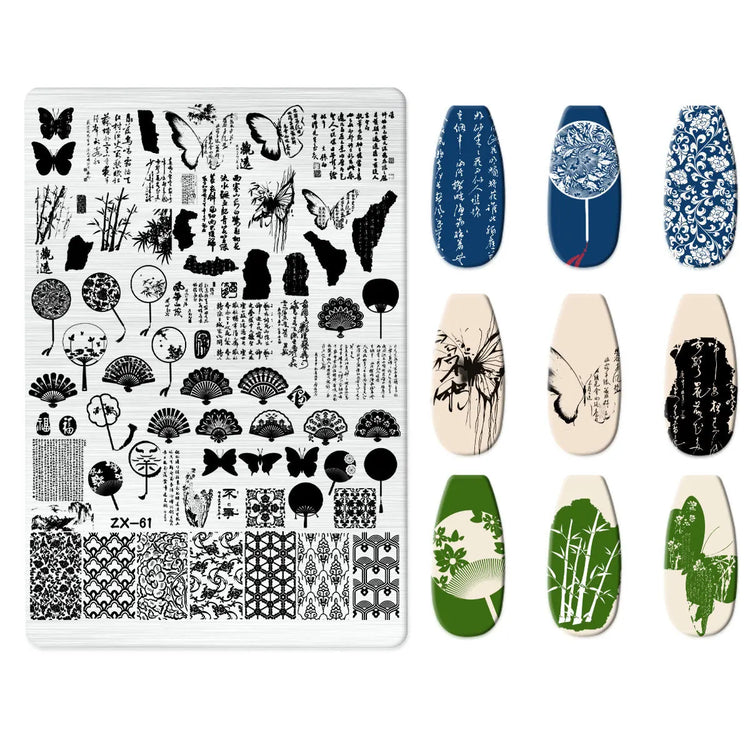 Flowers Love Nail Stamping Newspaper Splice Theme Irregular Stamping Plates Letter Nail Art Printing Stencil Tool Big Size Tools