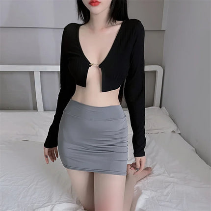 Minigonna attillata sottile sexy senza fodera Tinta unita Gonna corta trasparente per sollevamento fianchi a vita bassa Clubwear da donna