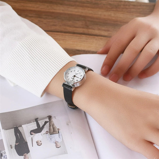 Orologio da donna alla moda con quadrante piccolo, cinturino in pelle casual, orologi da polso al quarzo da donna platinumshop