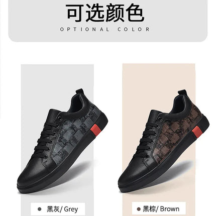 Europe New Shoes for Men Genuine Leather Casual Shoes Cool Black Flat Skateboard Shoes Street Fashion Sneakers