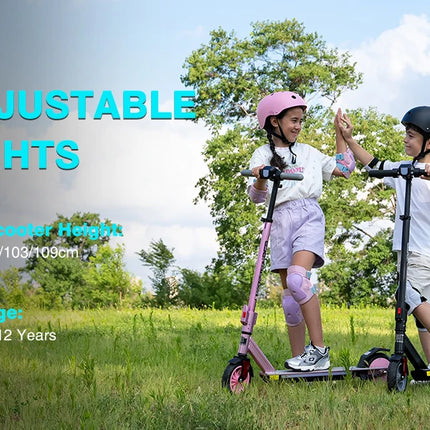 Monopattino elettrico pieghevole RCB R12 Pro W per bambini, autonomia 18 km/h, autonomia 15 km, schermo LED, luce RGB, per bambini dai 6 ai 12 anni