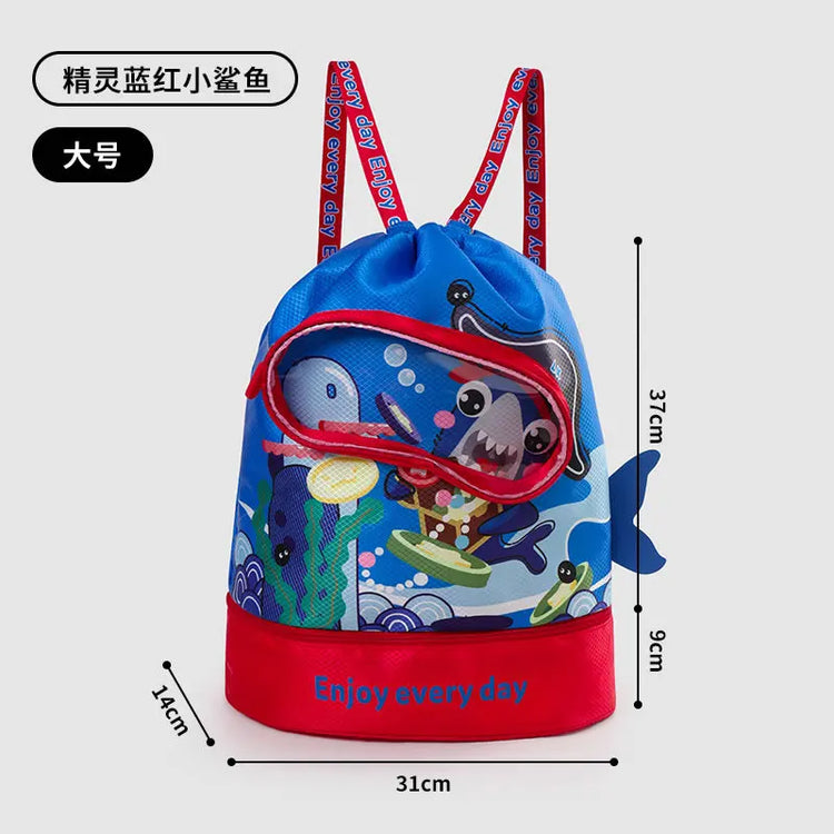 Borsa da nuoto per bambini con separazione asciutta e bagnata Borse da nuoto impermeabili Borsa sportiva per zaino da spiaggia simpatico cartone animato per bambini