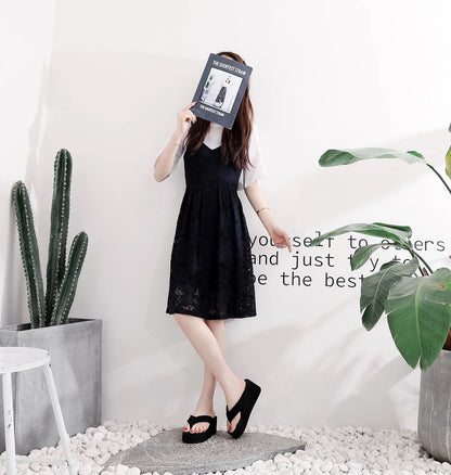 Women Fashion Wedge Flip Flops Summer Platform Shoes Light Weight Girls Indoor Beach Slippers Black Color Ladies Street Sandals