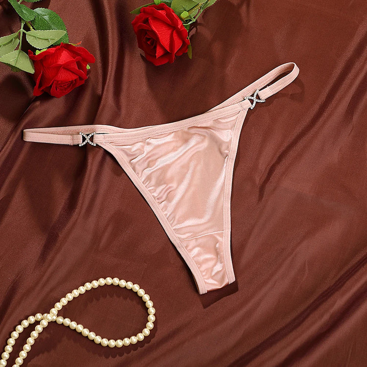 SexyLingerie  Women's Lingerie Underwear Seamless Satin Rhinestone Thong Skin-friendly Breathable Low Rised Diaments Briefs G St