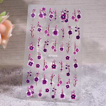 1Pcs 5D Jelly White Lily Red Strawberry Nail Art Sticker Peony Rose Camellia Embossed Nails Decals Delicate Nail Art Decorations