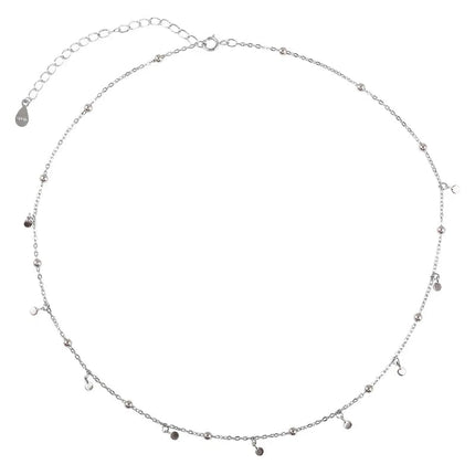 925 Sterling Silver Neck Chain Tassels Round Necklaces Women Jewelry Exquisite Elegant Aesthetic Charms Accessories Argent 925 PlatiNum
