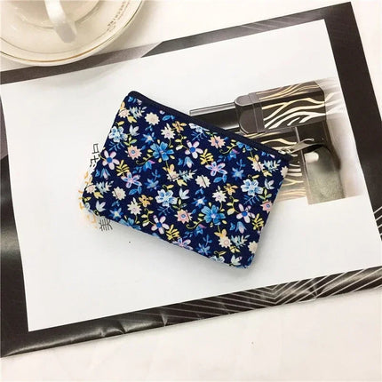 Students Canvas Flower Coin Bags Purse Square Zipper Small Storage Bags Clutch Pouch Keys Earphone ID Credit Card Holder Bags PlatiNum