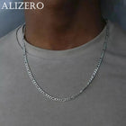 ALIZERO 40-75cm 925 Silver 4mm Figaro Chain Necklace for Women Men Long Necklace Hip Hop Jewelry Gift PlatiNum