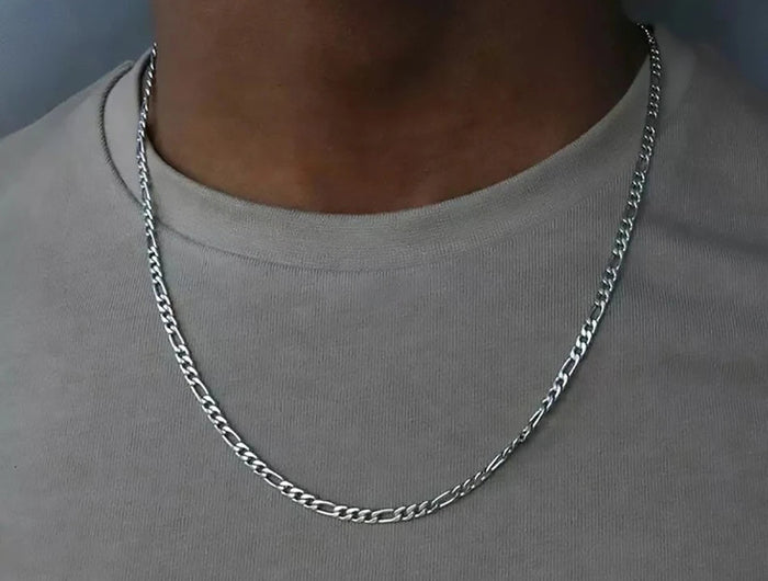 ALIZERO 40-75cm 925 Silver 4mm Figaro Chain Necklace for Women Men Long Necklace Hip Hop Jewelry Gift PlatiNum