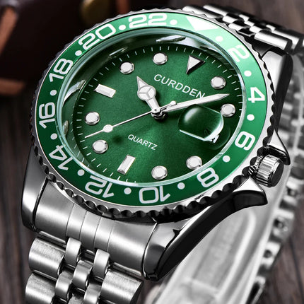Orologi di marca CURDDEN dal design originale per uomo Orologio al quarzo con data dorata in acciaio inossidabile pieno di moda Erkek Kol Satleri Relogio platinumshop