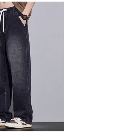 Abbigliamento da uomo Pantaloni a gamba larga Jeans larghi Streetwear Pantaloni in denim moda dritti Y2k Pantaloni da uomo in vita elastica lavati vintage