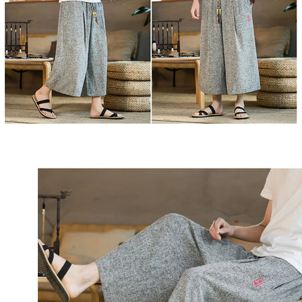Pantaloni Kimono stile giapponese Pantaloni da bagno da uomo Samurai giapponese Harajuku Pantaloncini da uomo larghi casual Yukata Pantaloni a gamba larga Plus Size 5XL