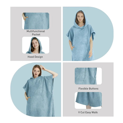 Poncho da surf Asciugamano Poncho Asciugamano ad asciugatura rapida Felpa con cappuccio Abito da spiaggia in microfibra Poncho fasciatoio Asciugamano da bagno Poncho da spiaggia per adulti