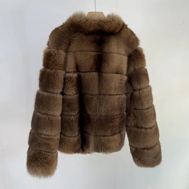 ZADORIN New Winter Faux Mink Coat Woman Elegant V Neck Long Sleeve Brown Faux Fur Coat Luxury Furry Jacket Woman Clothes Fur Top
